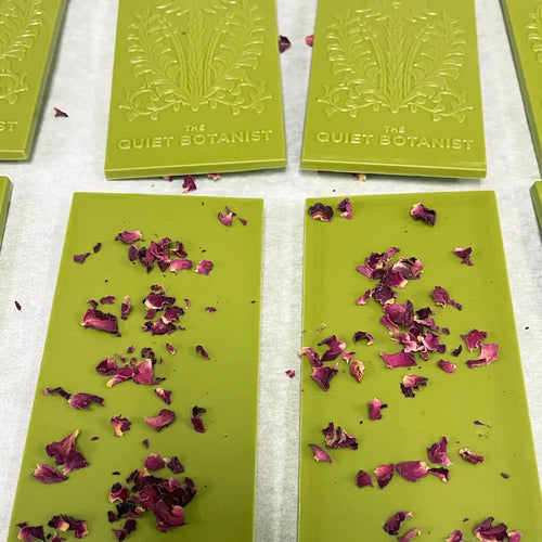 The Quiet Botanist Matcha Rose Chocolate Bar