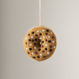 Felted Wool Bagel Ornament - Everything Bagel