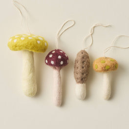Felted Wool Mushroom Ornament Set
