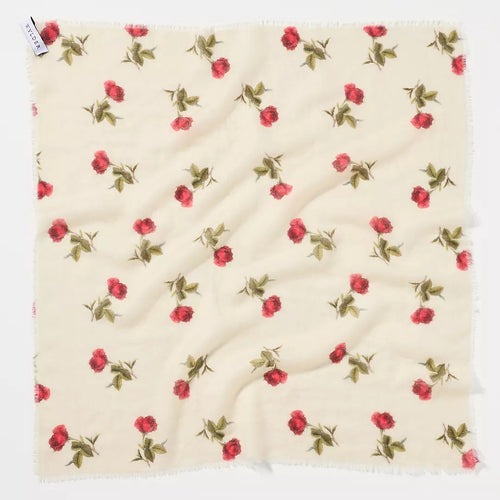 Red Rose Print Cashmere Bandana by Olin Wylder
