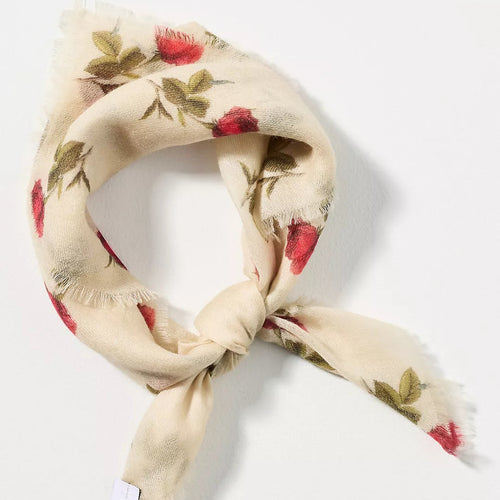 Red Rose Print Cashmere Bandana by Olin Wylder