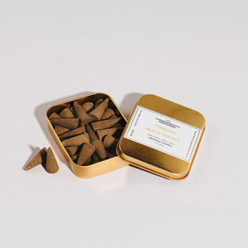 Tobacco + Black Pepper Incense Cones, Tin of 30