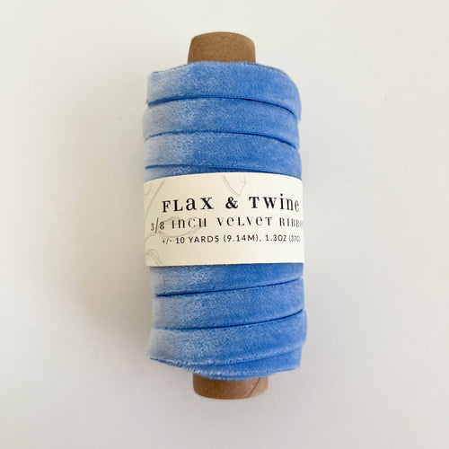 Flax & Twine 3/8" Velvet Ribbon -Bluebell