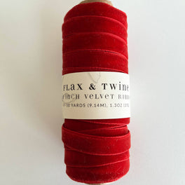 Flax & Twine 3/8" Velvet Ribbon -  Holly