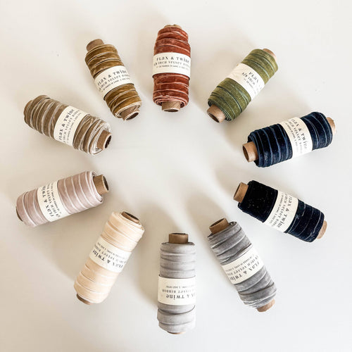 Flax & Twine 3/8" Velvet Ribbon -  Obsidian