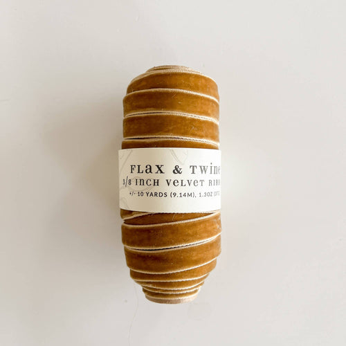 Flax & Twine 3/8" Velvet Ribbon- Gold