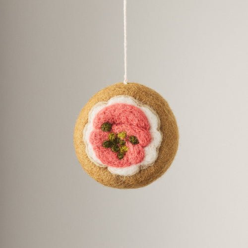 Felted Wool Bagel Ornament - Lox Bagel