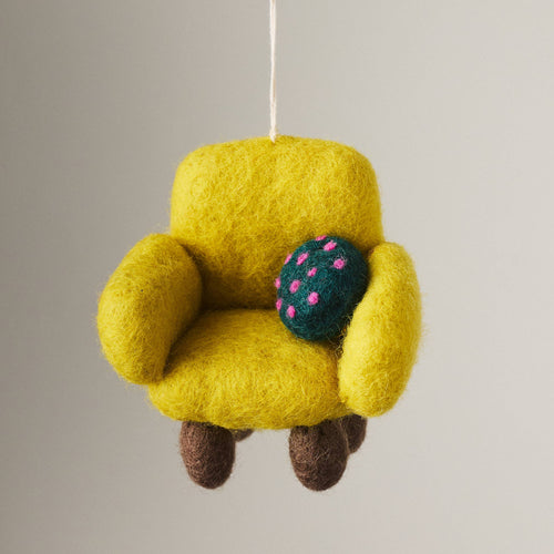 Felted Wool Chair Ornament - Yellow 