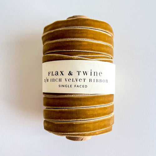 Flax & Twine 3/8" Velvet Ribbon - 30 Yards: Obsidian