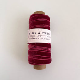 Flax & Twine 3/8" Velvet Ribbon - Ruby
