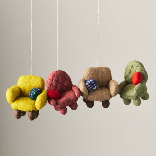 Felted Wool Chair Ornament - Yellow 