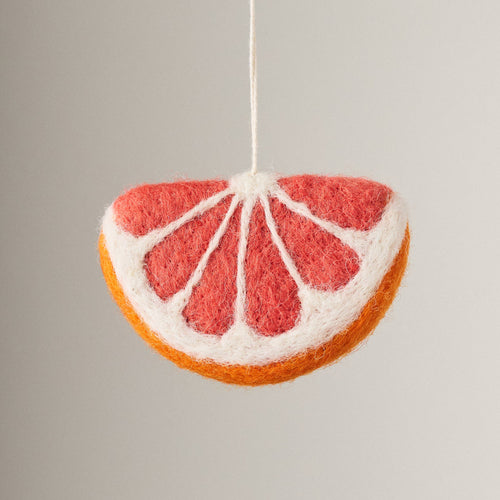 Felted Wool Citrus Ornament - Grapefruit