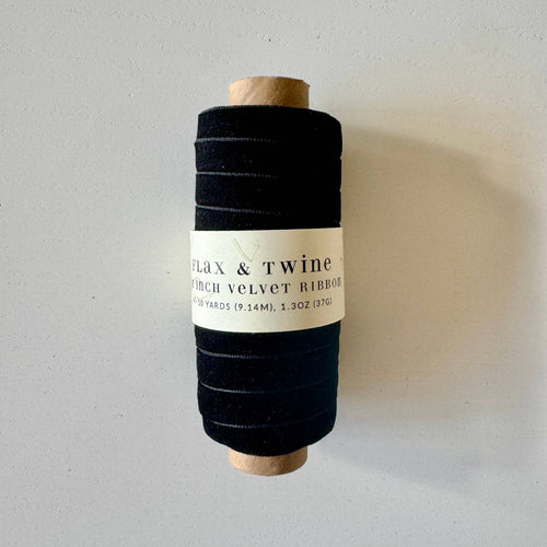 Flax & Twine 3/8" Velvet Ribbon -  Obsidian