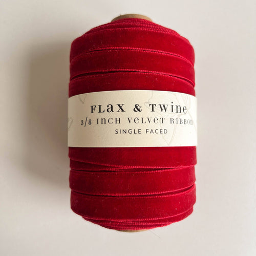 Flax & Twine 3/8" Velvet Ribbon - 30 Yards: Ruby
