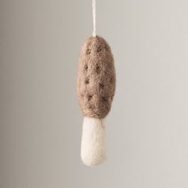 Felted Wool Mushroom Ornament - Morel