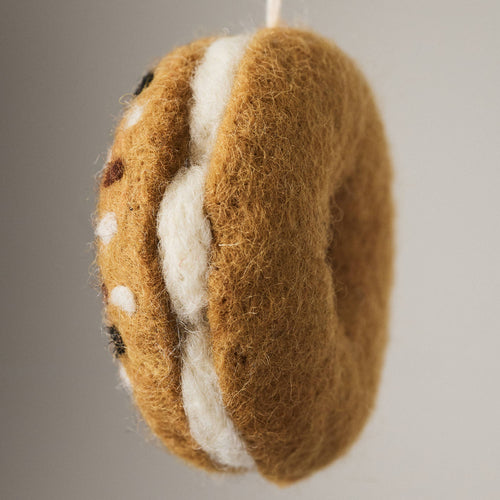 Felted Wool Bagel Ornament - Everything Bagel