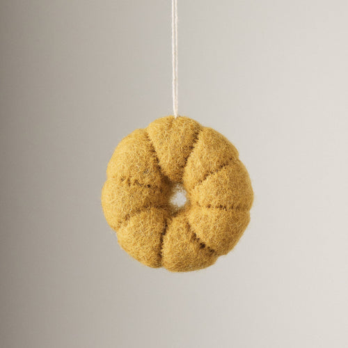 Felted Wool Donut Ornament - Cruller 
