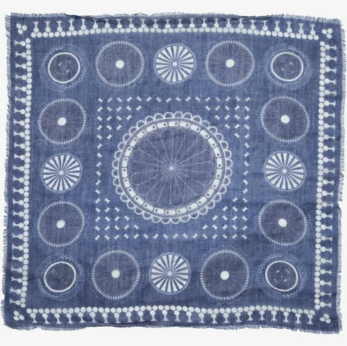 Indigo Print Cashmere Bandana by Olin Wylder