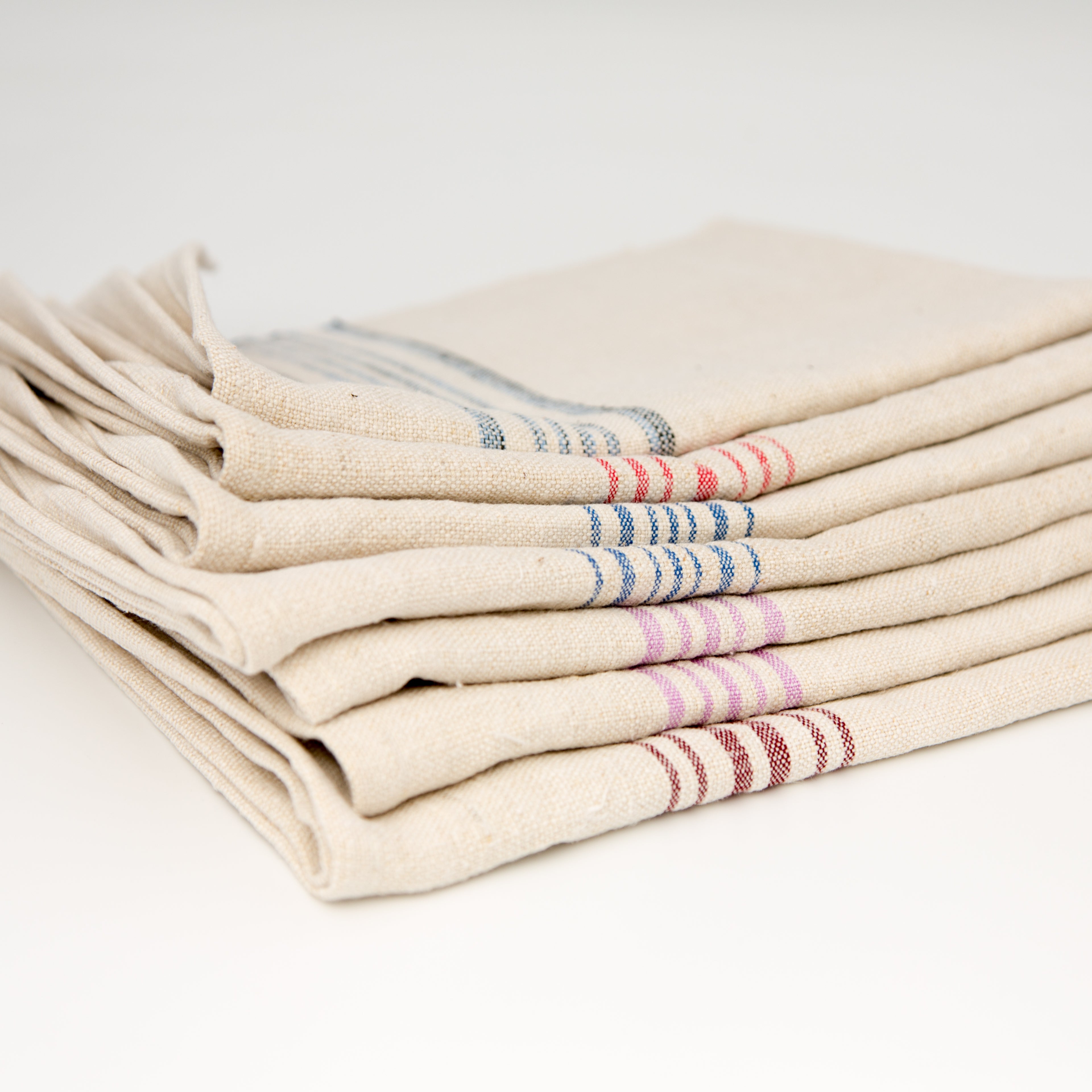 Vintage Striped Linen Kitchen Towels