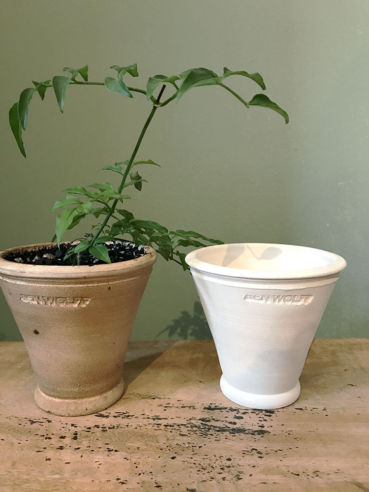 white clay plant pot Ben Wolff White Footed Herb Pot with Saucer